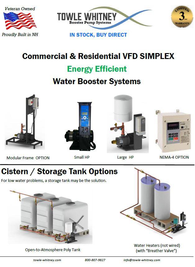 Commercial & Residential VFD Simplex - Energy Efficient - Water Booster Systems